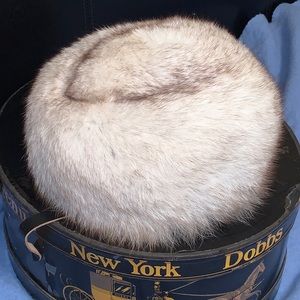 Vintage blue fox pill box hat
